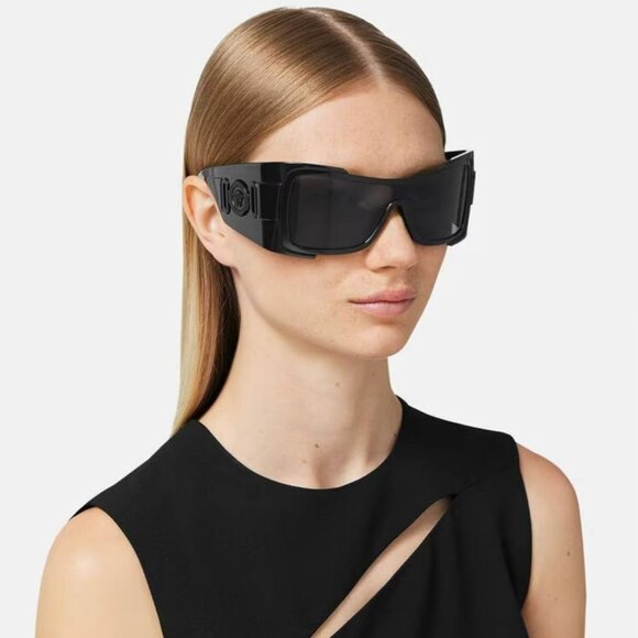 Versace VE4451 GB1/87  Sunglasses Black Dark Grey Wraparound Unisex main image 10
